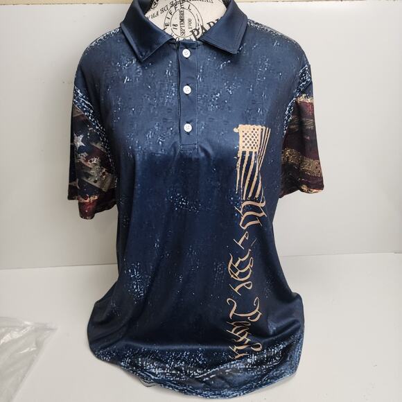 Men's Collared We The People Distressed American Flag Polo Golf Shirt Size XL - Picture 1 of 4